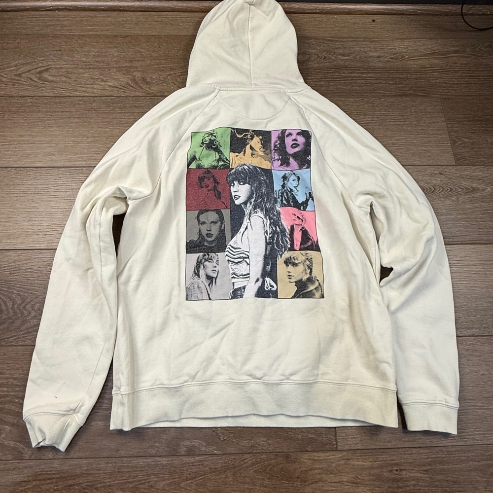Taylor Swift The Eras Tour Official Merchandise Hooded Sweatshirt Size M Cream - Picture 11 of 14